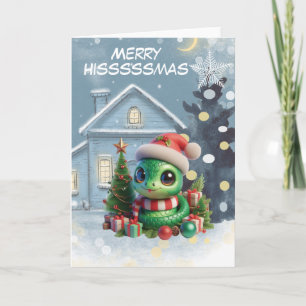 Merry Hisssssmas Funny Snake Christmas Holiday Card