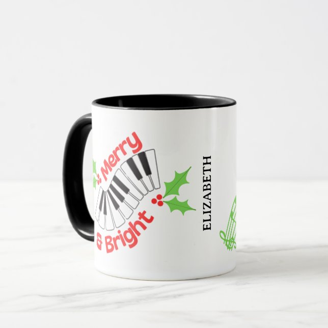 Merry Ho Ho Ho Pianist  Musician Christmas  Mug (Front Left)