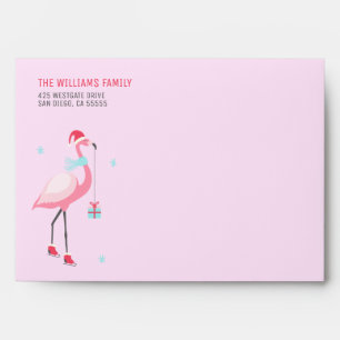 Merry Holiday Christmas   Santa Claus Flamingo Envelope