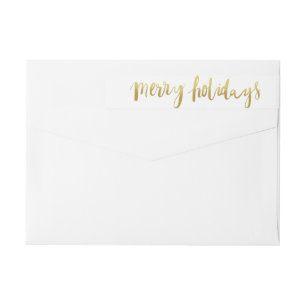 Merry Holidays Elegant Gold Script Custom White Wrap Around Label
