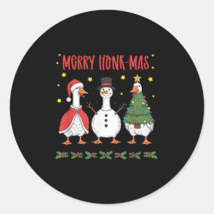 Merry Honk-mas Funny Goose Christmas Humor Classic Round Sticker