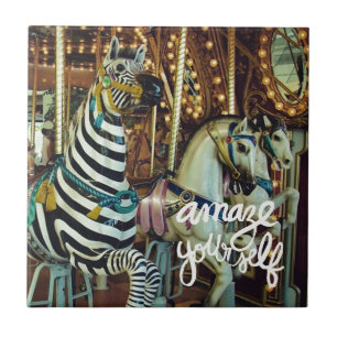 Merry Horse and Zebra Amaze Yourself Tile