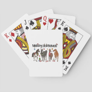 Merry Horsemas Horse Flower Christmas Equine Playing Cards