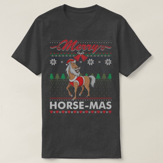 Merry HorseMas Horses Rider Ugly Christmas Sweater (Design Front)