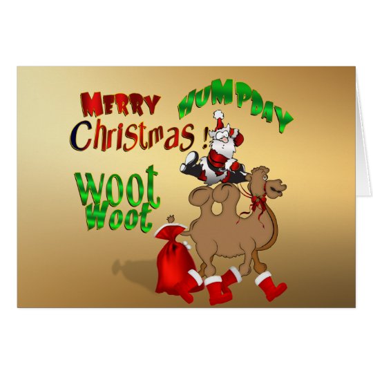 Merry Hump Day Christmas Camel Gold Woot Woot Card