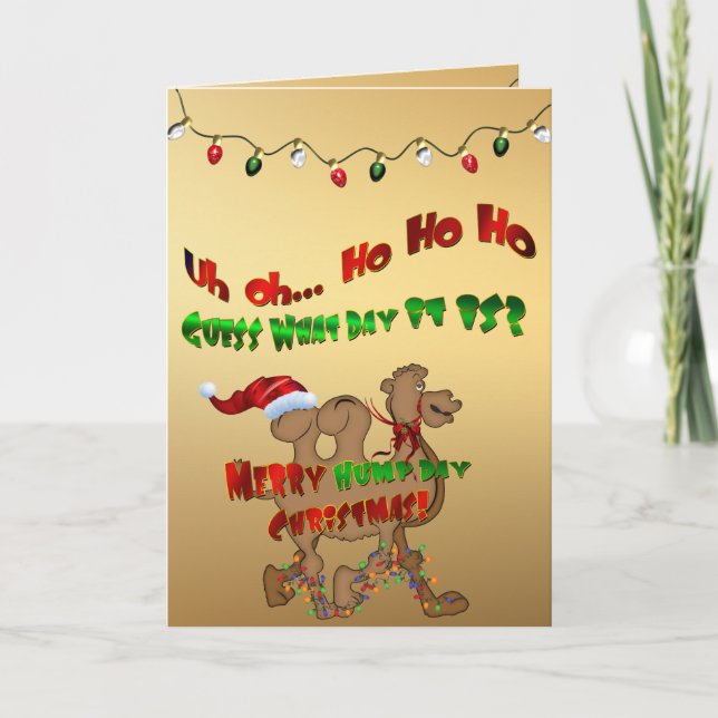 Merry Hump Day Christmas Camel HO HO HO Holiday Card (Front)