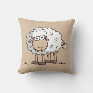 Merry illustration of a smiling sheep cushion
