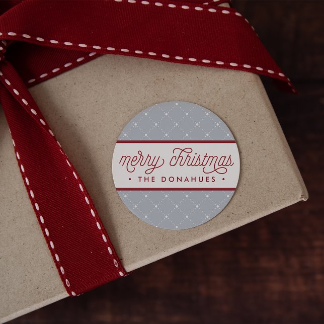 Merry in Dots | Personalised Holiday Classic Round Sticker (Creator Uploaded)