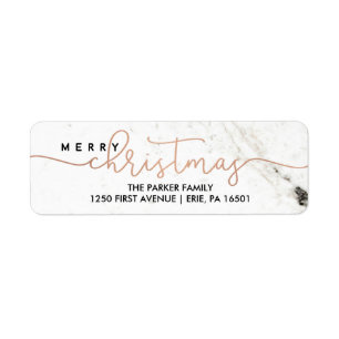 Merry in Marble   Christmas Typography Return Address Label