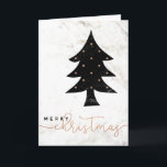 Merry in Marble | Modern Christmas Holiday Card<br><div class="desc">This elegant card features a white marble look background,  with a Christmas tree with a black marble look and faux rose gold dotted ornaments. Trendy typography reads "merry christmas",  and you can personalize the inside of the card with any message.</div>