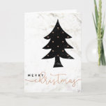 Merry in Marble | Modern Christmas Holiday Card<br><div class="desc">This elegant card features a white marble look background,  with a Christmas tree with a black marble look and faux rose gold dotted ornaments. Trendy typography reads "merry christmas",  and you can personalize the inside of the card with any message.</div>