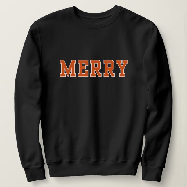 Merry in Orange, College style Christmas Sweater (Design Front)
