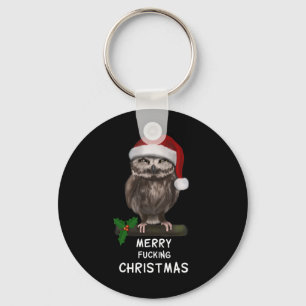 Merry Ing Christmas Owl (d010-0514a) Key Ring