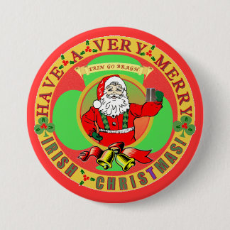 Merry Irish Christmas Bufton 7.5 Cm Round Badge