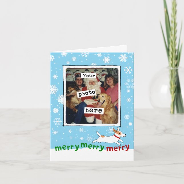 Merry Jack Russell Cute Dog | Your Photo Christmas Holiday Card (Front)