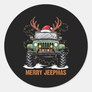 Merry Jeepmas Christmas Xmas Santa Reindeer Men Bo Classic Round Sticker