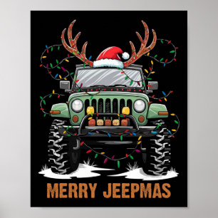 Merry Jeepmas Christmas Xmas Santa Reindeer Men Bo Poster