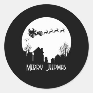 Merry Jeepmas Santa Christmas Reindeer Funny Pajam Classic Round Sticker