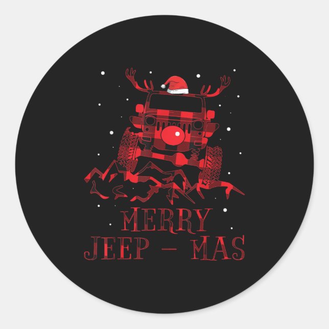 Merry Jeepmas Ugly Christmas Sweater Xmas Gift For Classic Round Sticker (Front)