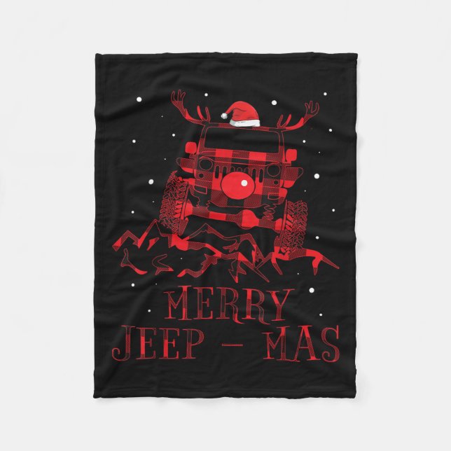 Merry Jeepmas Ugly Christmas Sweater Xmas Gift For Fleece Blanket (Front)