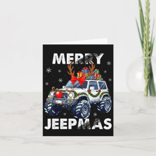 Merry Jeepmas Ugly Light Reindeer Christmas  Card