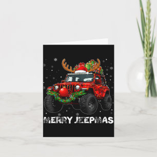 Merry Jeepmas Ugly Light Reindeer Christmas Card