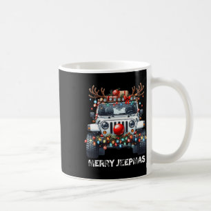 Merry Jeepmas Ugly Light Reindeer Christmas Coffee Mug
