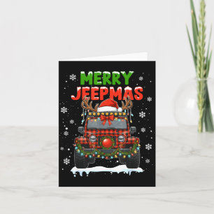 Merry Jeepmas Ugly Light Reindeer Christmas Funny Card