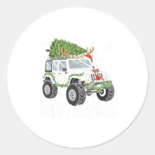 Merry Jeepmas Ugly Light Reindeer Christmas Funny Classic Round Sticker