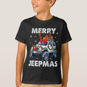 Merry Jeepmas Ugly Light Reindeer Christmas Funny T-Shirt