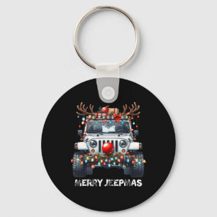 Merry Jeepmas Ugly Light Reindeer Christmas Key Ring