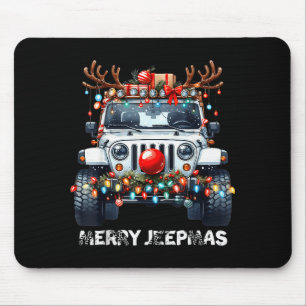 Merry Jeepmas Ugly Light Reindeer Christmas  Mouse Pad
