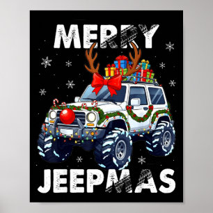 Merry Jeepmas Ugly Light Reindeer Christmas  Poster