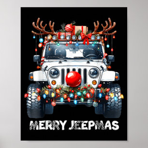 Merry Jeepmas Ugly Light Reindeer Christmas Poster