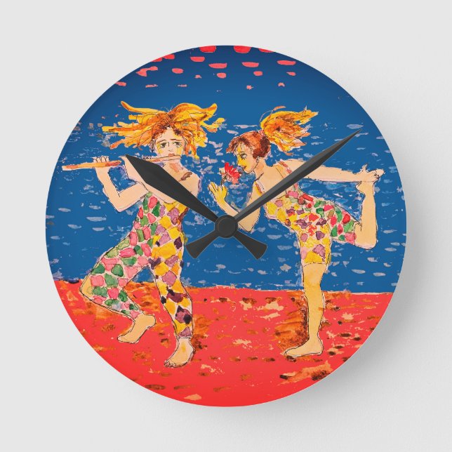 Merry jesters round clock (Front)