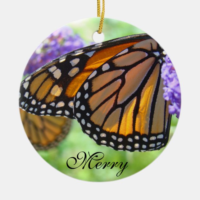 Merry Joy Christmas ornaments Monarch Butterflies (Front)