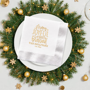 Merry Joyful and Blessed Family Name   Date Foil Napkins