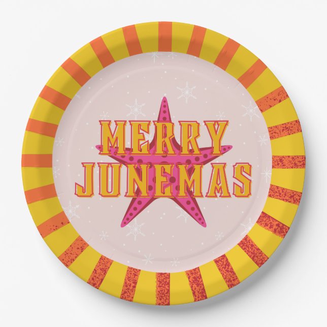 Merry Junemas Tropical Christmas Paper Plate (Front)