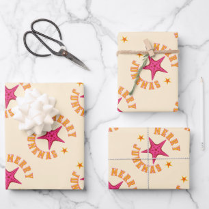 Merry Junemas Tropical Christmas Pattern Wrapping Paper Sheet