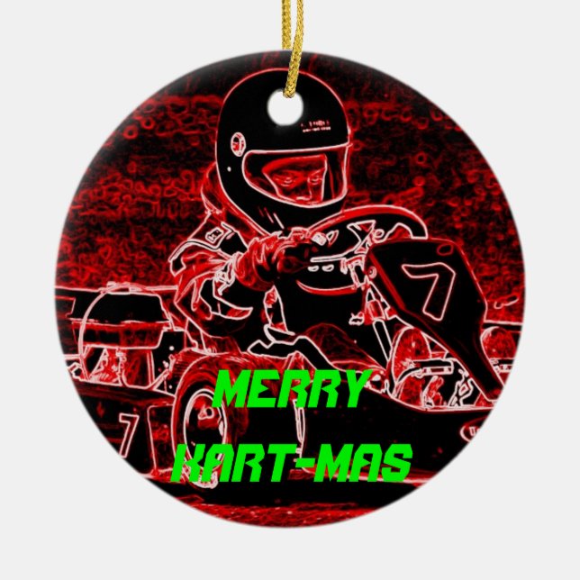 Merry Kart-Mas Ceramic Tree Decoration (Front)