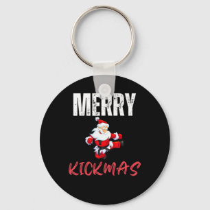 Merry Kick-mas Funny Christmas Santa Claus Karate Key Ring