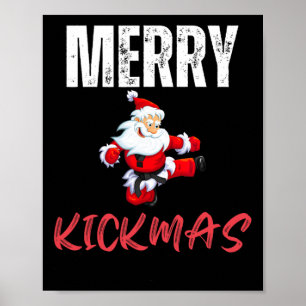 Merry Kick-mas Funny Christmas Santa Claus Karate  Poster