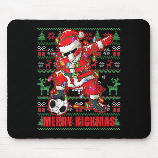 Merry Kickmas Christmas Soccer Ball Ugly Youth Swe Mouse Pad (Front)