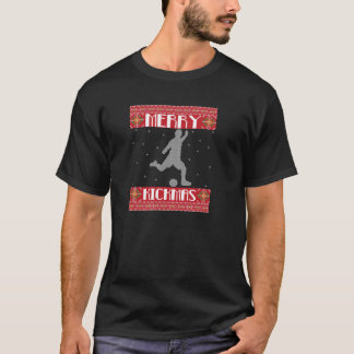 Merry Kickmas Football Player Soccer Ugly Christma T-Shirt
