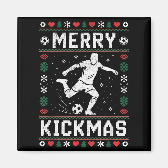 Merry Kickmas Funny Christmas Soccer Xmas  Magnet (Front)