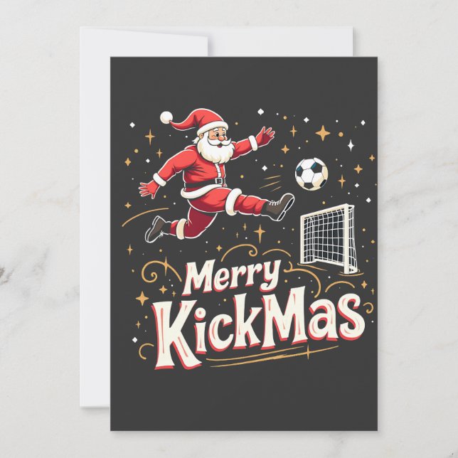Merry Kickmas Funny Santa Claus Soccer Lovers Invitation (Front)