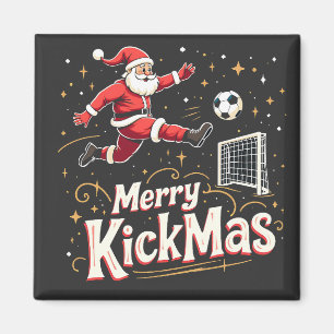 Merry Kickmas Funny Santa Claus Soccer Lovers Magnet
