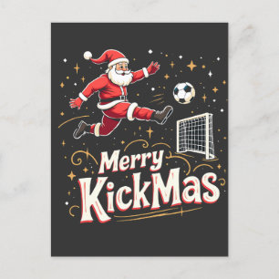 Merry Kickmas Funny Santa Claus Soccer Lovers Postcard