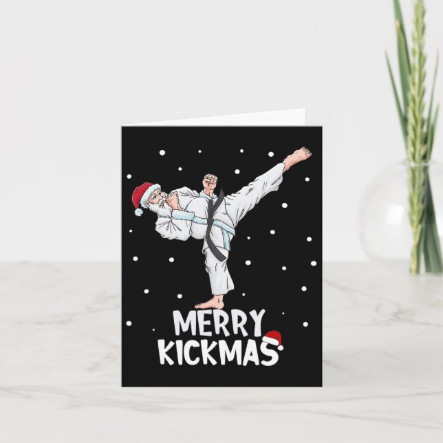Merry Kickmas Karate Santa Claus Martial Arts Chri Card (Front)