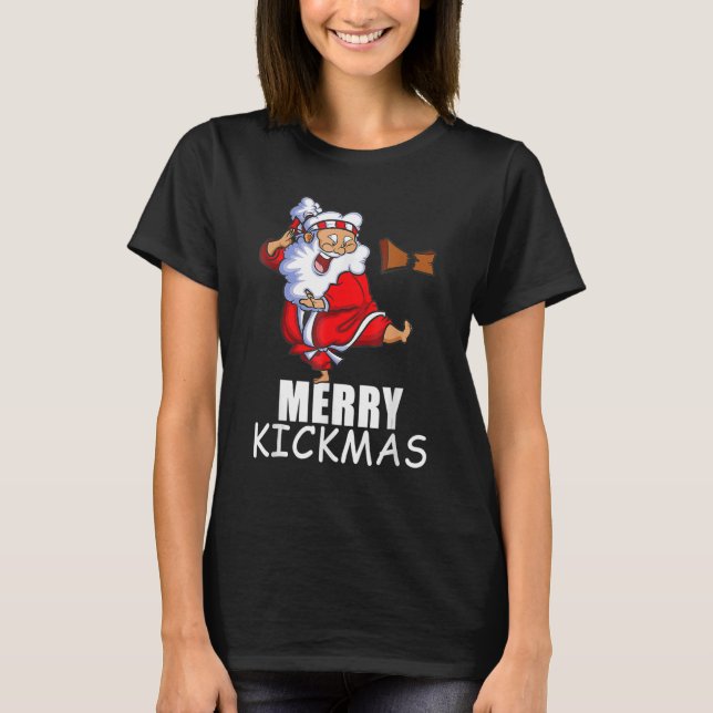 Merry Kickmas  Karate Santa Family Matching Pajama T-Shirt (Front)